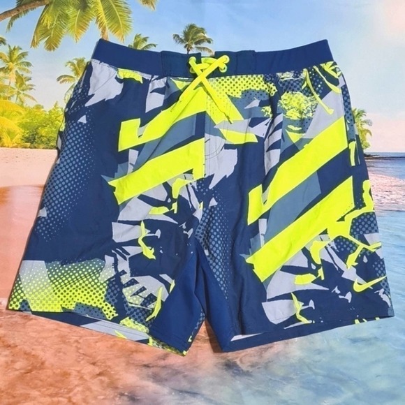Nike Swim Trunks Size Large Blue Lime NWT - Picture 2 of 8